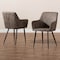 Baxton Studio Belen Grey and Brown Upholstered 2-Piece Metal Dining Chair Set 160-9913 - alternate 6